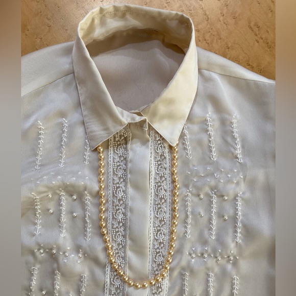 Vintage Long, Single Strand, Glass Pearl Necklace - Picture 2 of 7